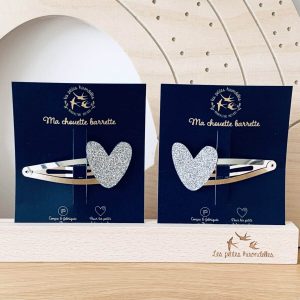 Barrette simple coeur, argenté - Les petites hirondelles
