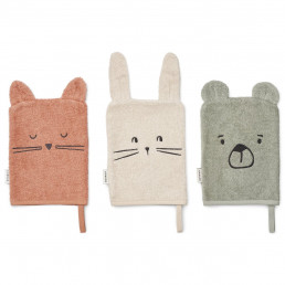 Lot de 3 gants de toilette Sylvester, Dove blue mix - Liewood